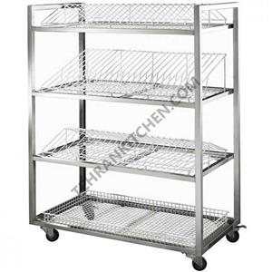 ترولی آبچکان سیار صنعتی چهار طبقه متحرک