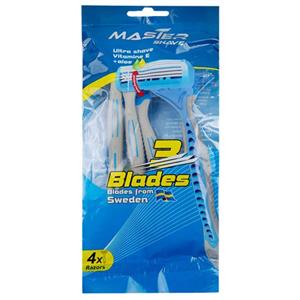 مستر شیو خودتراش 3 لبه 4 عددی مردانه ابی blades 