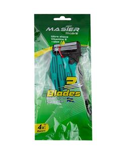 مستر شیو خودتراش 3 لبه 4 عددی مردانه ابی blades 