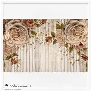 پوستر دیواری طرح گل روی پارکت مدل LB054