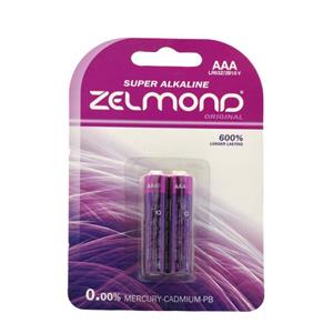 باتری نیم قلم Zelmond  مدل super Alkaline LR03AAA بسته 2 عدد