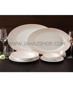 سرویس 28 پارچه چینی زرین ایران سری ایتالیا اف طرح سروین طلایی درجه عالی Zarin Iran Porcelain Inds Italia F Series Golden Servin 28 Pieces Top Grade