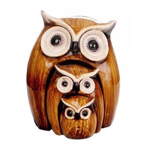 مجسمه طرح جغد مدل Mo-7412 مجموعه 3 عددی