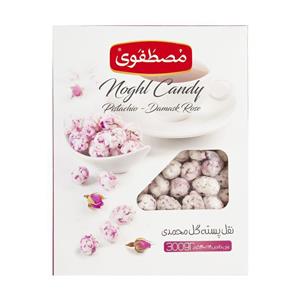 نقل پسته گل محمدی مصطفوی وزن 300 گرم Mostafavi Pistachio And Rose Noghl Candy 300 gr