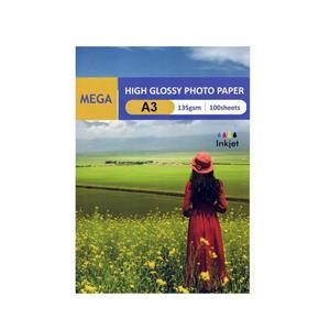 کاغذ فتو گلاسه براق 135 گرم A3 مگا 100 برگی