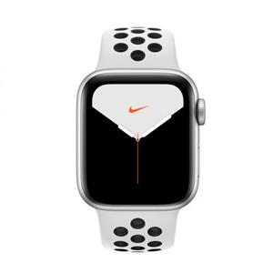 اپل واچ سری 5 نایکی 40 بدنه آلومینیوم نقره ای بند سیلیکونی سفید Apple Watch Series 5 40mm Silver Aluminum Case with Nike Sport Band