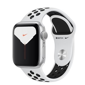 اپل واچ سری 5 نایکی 40 بدنه آلومینیوم نقره ای بند سیلیکونی سفید Apple Watch Series 5 40mm Silver Aluminum Case with Nike Sport Band