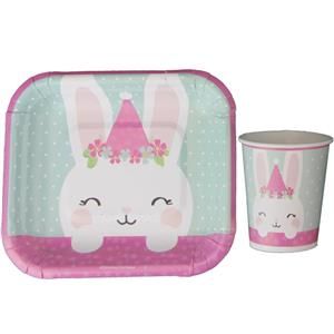 بشقاب و لیوان یکبار مصرف طرح خرگوش مجموعه 40 عددی