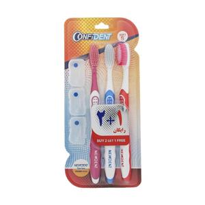 مسواک کانفیدنت سری NewDent مدل Bristles با برس نرم بسته 3 عددی Confident Newdent Series Soft Toothbrush Pack Of 