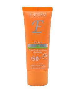 کرم ضد آفتاب رنگی +SPF50 اوی سان پوست چرب اویدرم Eviderm Tinted Sun Screen Ceram For Oily Skin SPF50