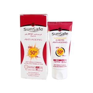 کرم ضد آفتاب چروک spf 50 بژ روشن سان سیف میلی لیتر Sun Safe Anti aging sun block cream SPF 
