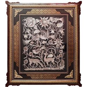 تابلو قلمزنی طرح گوزن و سیمرغ -