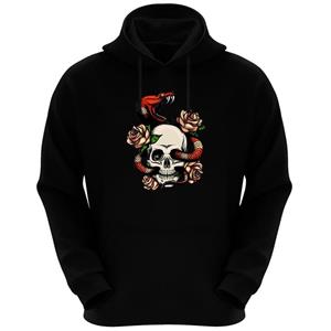 هودی مردانه طرح Skull flower کد 11رنگ مشکی 