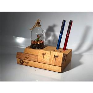 تقویم چوبی رو میزی چند کاره کد wood6