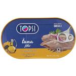 فیله ماهی تن در روغن گیاهی تاپسی مقدار 210 گرم  Topsi Tuna Fillet In Vegetable Oil 210gr