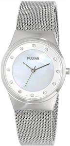 Pulsar Women's Silvertone Mesh Crystal Accent Watch 