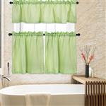 CAROMIO Green Kitchen Curtains, 3 Pc. Waffle Woven Texutred Rod Pocket 24 Inch Tier Curtains and Valance Set Bathroom Window Curtains Kitchen Cafe Curtains, Green