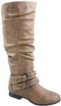 Top Moda Coco-20 Women's Fashion Round Toe Low Heel Knee High Zipper Riding Boot Shoes