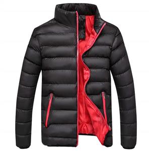 Men's Stand Collar Packable Down Jacket Trend Zipper Pocket Outwear Cotton Puffer Down Coats