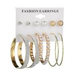 Fashion Simple Women Big Round Hoop Earrings Sets Combination Hypoallergenic Ear Stud Earrings for Girls Special,12 Pairs