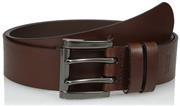 Levi's Men's Work Belt - Heavy Duty Thick Wide Soft Leather Strap with Silver Double Prong Buckle