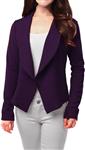 FASHIONOLIC Womens Light Weight Casual Work Office Open Front Blazer Cardigan Jacket Made in USA (S-3X)