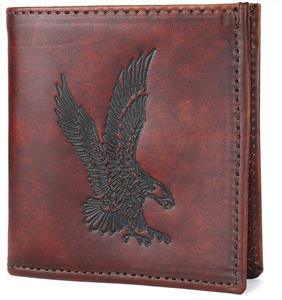 Mens Top Grain Leather Hipster Wallet,Made in USA 