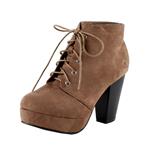 Forever Camille-86 Women's Comfort Stacked Chunky Heel Lace Up Ankle Booties