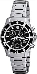 Wenger Women's 70746 Sport Elegance Chrono Black Dial Steel Bracelet Watch