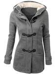 Knight Horse Womens Wool-Bland Toggle Coat Hoodies Jacket Outwear