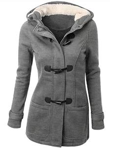 Knight Horse Womens Wool-Bland Toggle Coat Hoodies Jacket Outwear 