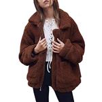 Women's Coat Casual Lapel Fleece Fuzzy Faux Shearling Zipper Coats Warm Winter Oversized Outwear Jackets 