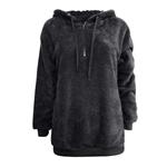 Women Hooded Sweater Coat Winter Warm Wool Zipper Pockets Cotton Coat Outwear Hooded Sweatshirt