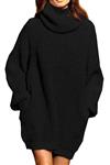 Pink Queen Women's Loose Oversize Turtleneck Wool Long Pullover Sweater Dress