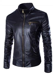 Beninos Men's Casual Slim Motorcycle Zipper Faux Leather Jacket