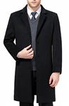 FASHINTY Men's Classical Style Single Breasted Long Dress Coat Wool Long Jacket #00123