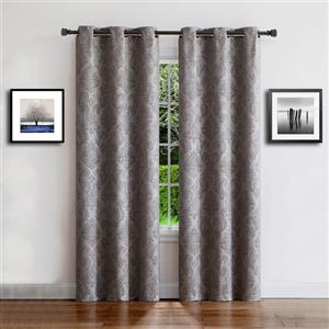 Warm Home Designs 1 Pair (2 Panels) of Silver Gray Insulated Thermal Blackout Curtains with Embossed Textured Flower Pattern. Each Short Length Window Panel is 38 