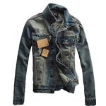 Lanyan Men's Classic Denim Jacket-Motorcycle Edition Unlined Denim Jacket