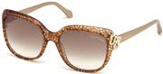 Roberto Cavalli RC1017 50F ZANIAH Brown Marble/Gold Wayfarer Sunglasses for Womens
