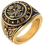 PAMTIER Men's Stainless Steel US Army Vintage Eagle Ring Cool Biker Jewelry Silver Gold