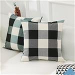 Home Brilliant Retro Farmhouse Tartan Checkered Plaids Cotton Linen Decorative Throw Pillow Case Cushion Cover Pillowcase for Sofa 18 x 18 Inch, Set of 2, Black White