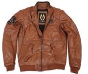 Men's Buffalo Hide Leather Motorcycle jacket w/ Vintage Affect. Brown