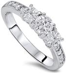 1ct Diamond 3 Three Stone Engagement Ring 10K White Gold 