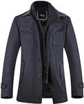 APTRO Men's Winter Wool Blend Pea Coat Single Breasted Jacket Quilted Warm Coat