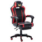 Racing Style Leather Gaming Chair Ergonomic Office Computer Chair with Footrest Black and Red