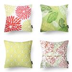 Phantoscope Set of 4 New Living Yellow and Green Decorative Throw Pillow Case Cushion Cover 18 x 18 inches 45 x 45 cm