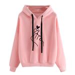 Sweatshirt for Women Girls, Sweet Cute Finger Heart Love You Hip Hop Hoodie Long Sleeve Pullover Tops Blouse