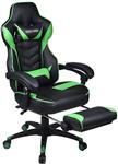 Gaming Chair Black Green for Adults with Footrest,High Back Swivel Computer Office Chair with Pillows and Lumber Support