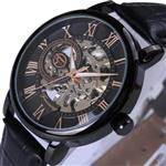 Skeleton Men's Mechanical Retro Steampunk Watches Fashion Black Leather Band Dress Wrist Hand Wind Watch