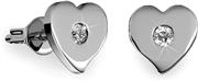 Jade Marie Devotion Small Silver Heart Shaped Stud Earrings, 18k White Gold Plated Earrings with 5mm Swarovski Crystals, Tiny Solitaire Silver Stud Earring Set for Women